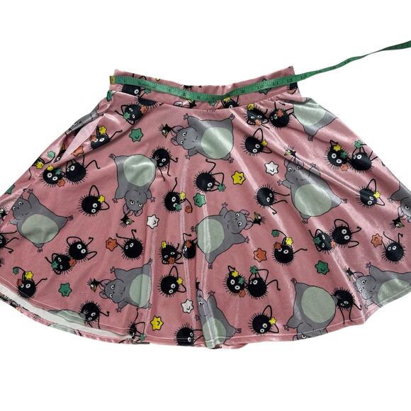 Vintage Spirited Away Studio Ghibli Pink Velvet Print Skater Skirt Size Small - Picture 8 of 9